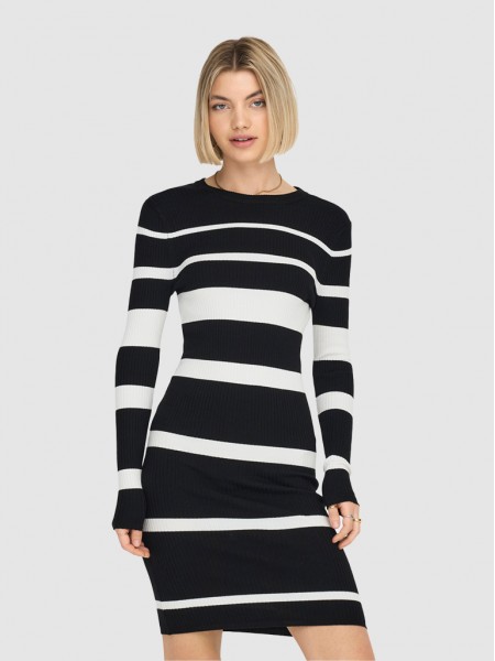 Dress Woman Black Stripe Only
