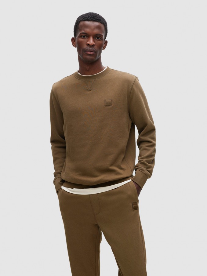 Sweatshirt Man Camel Boss - Orange