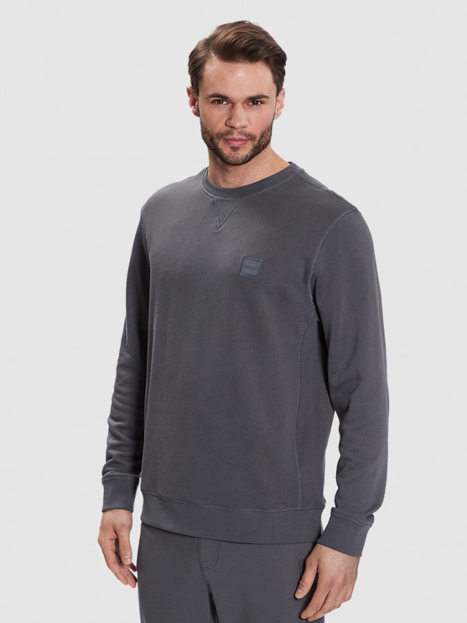 Sweatshirt Hombre Gris Oscuro Boss - Orange