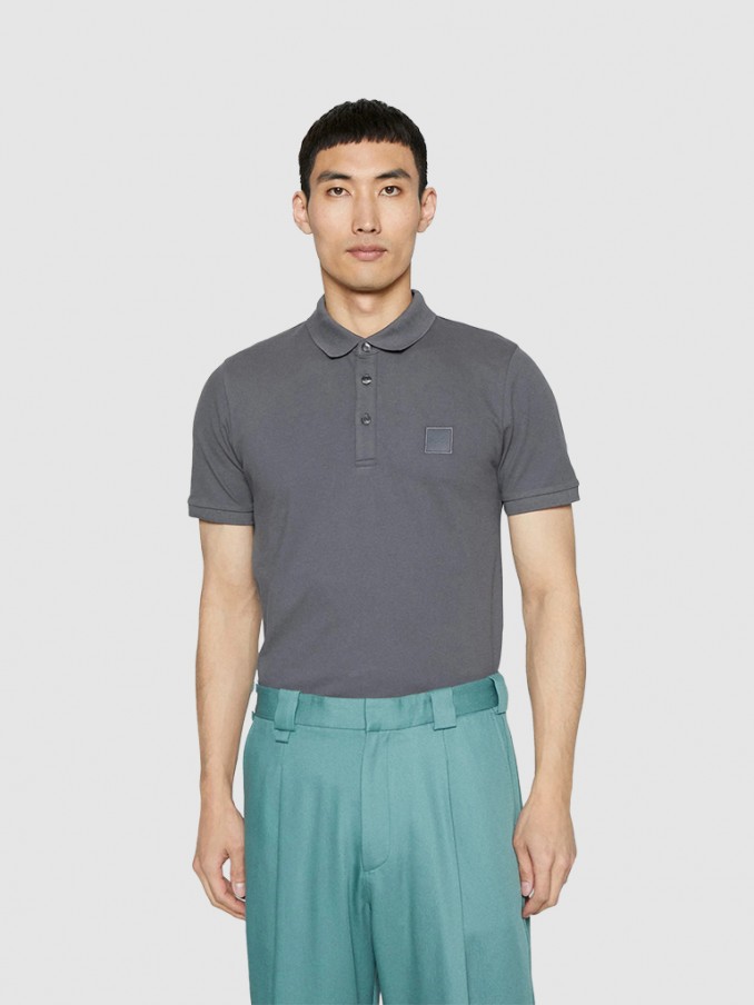 Polo Shirt Man Dark Grey Boss - Orange