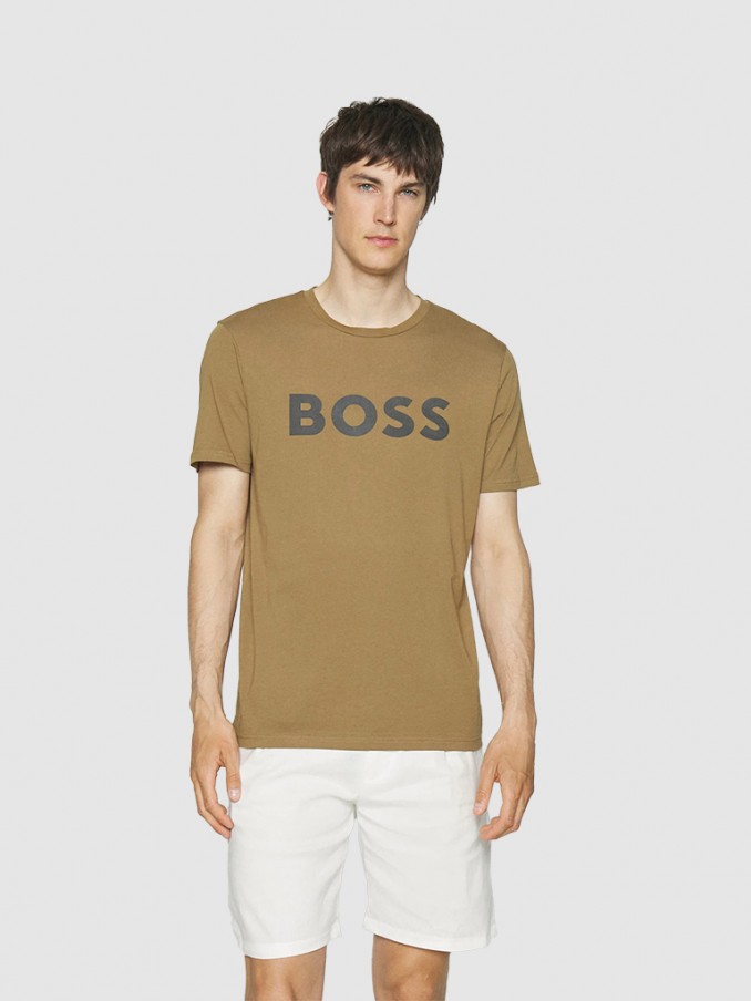 T-Shirt Man Beige Boss - Orange