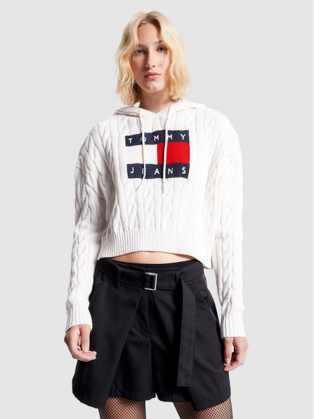 Sueter Mujer Blanco Tommy Jeans