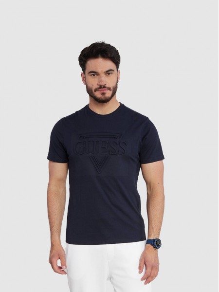 Camiseta Hombre Azul Marino Guess