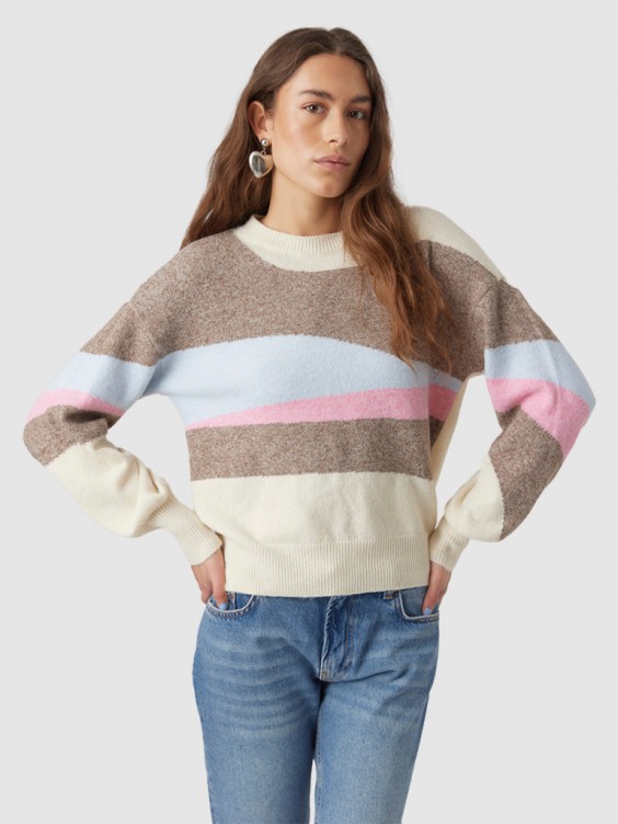 Vero moda color hot sale block knitted sweater