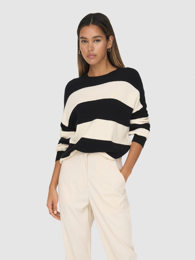 Pullover Woman Black Stripe Only