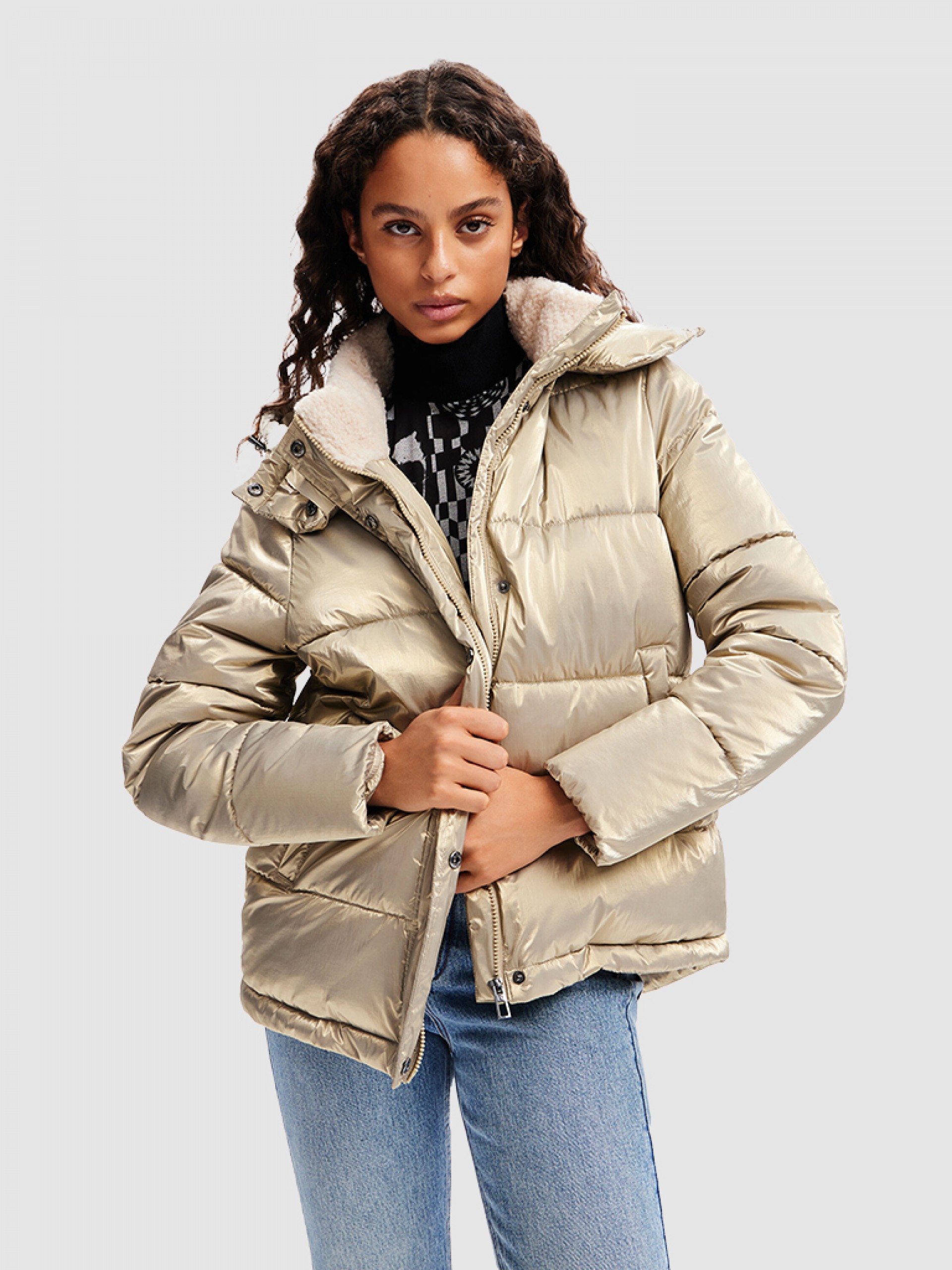 Chaqueta Mujer Oro Desigual