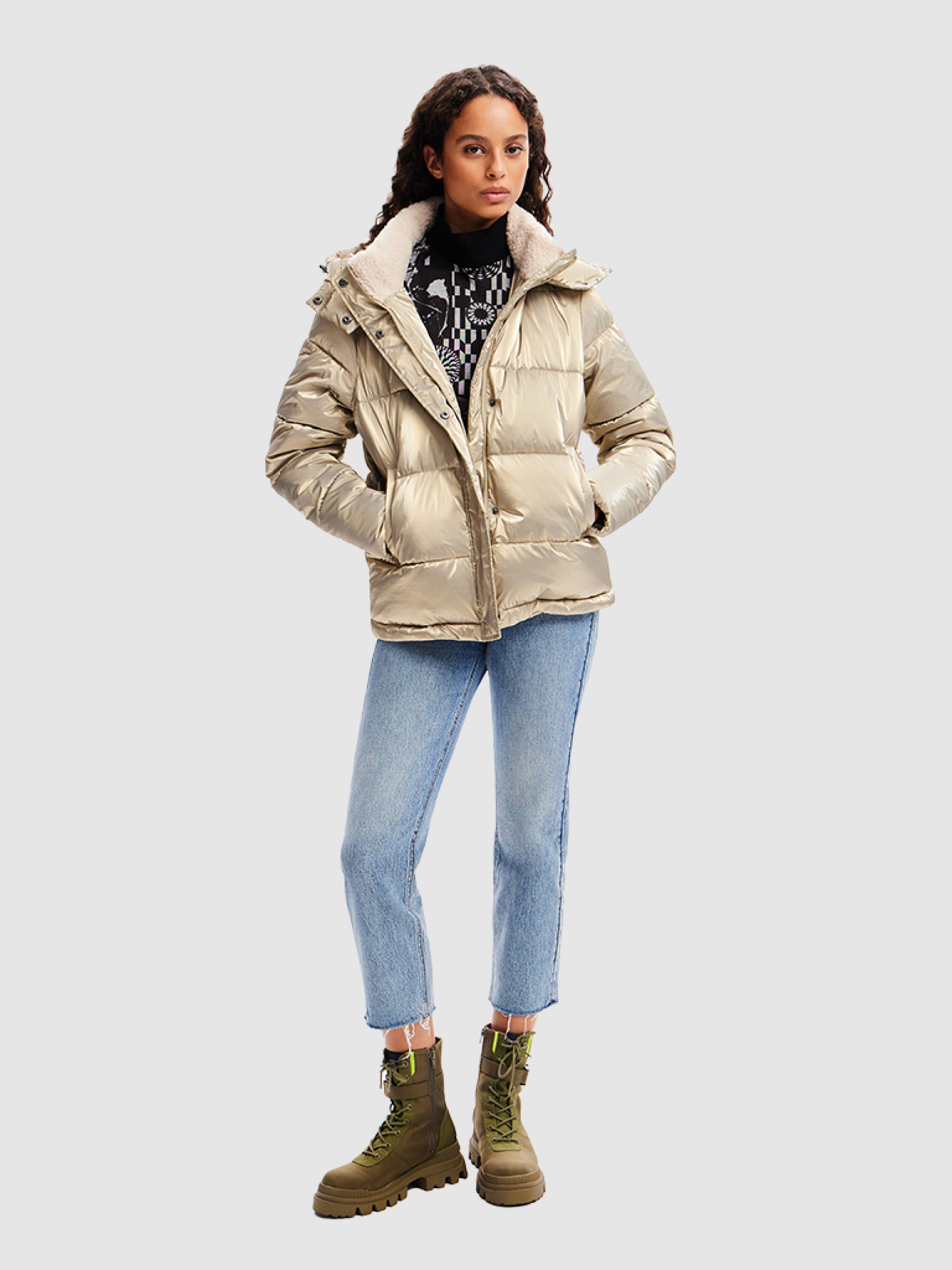 Chaqueta Mujer Oro Desigual