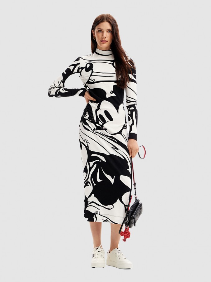 Vestido Mujer Blanco Desigual