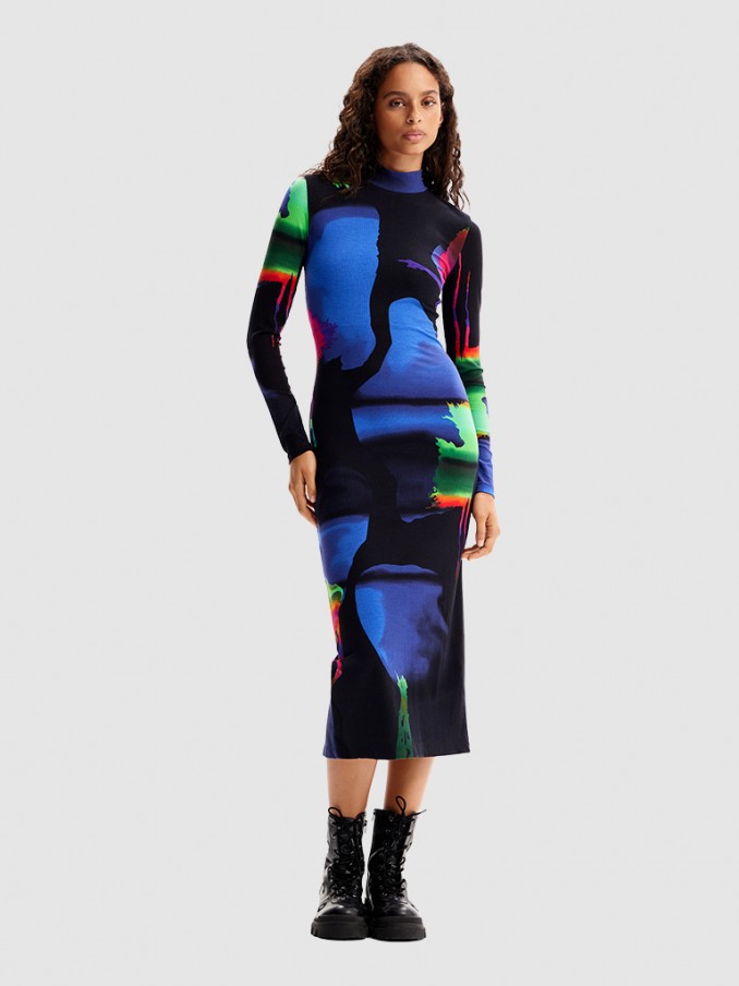 Vestido Mujer Negro Desigual