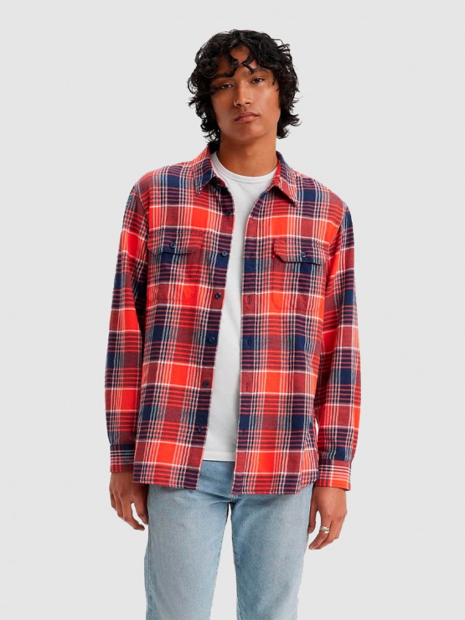 Camisa Hombre Ajedrez Rojo Levis