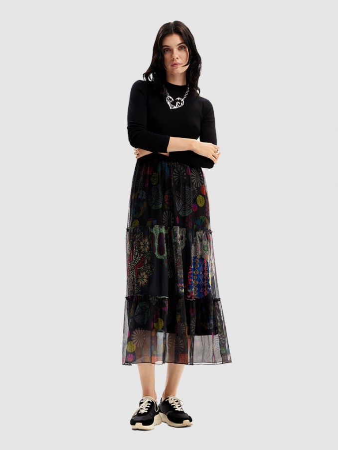 Vestido Mujer Negro Desigual