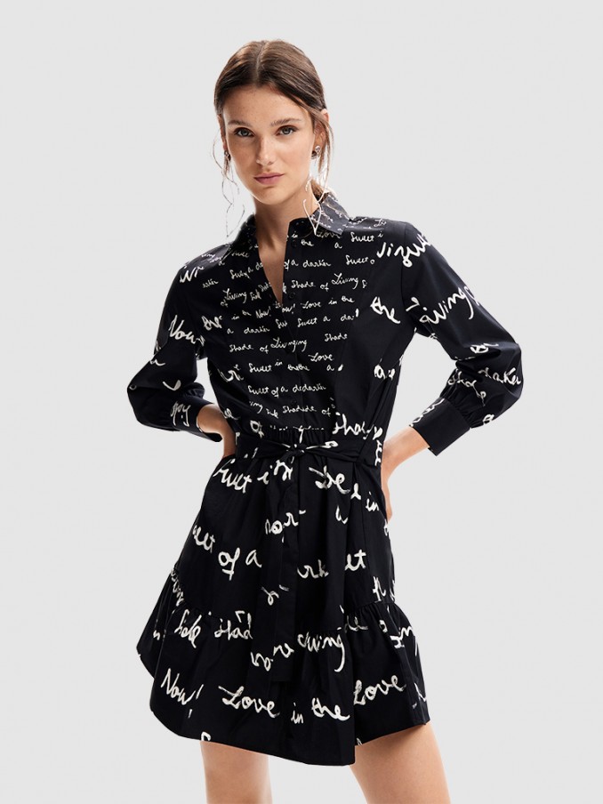 Vestido Mujer Negro Desigual