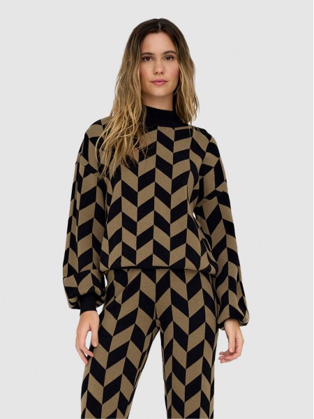 Pullover Woman Brown Chess Only