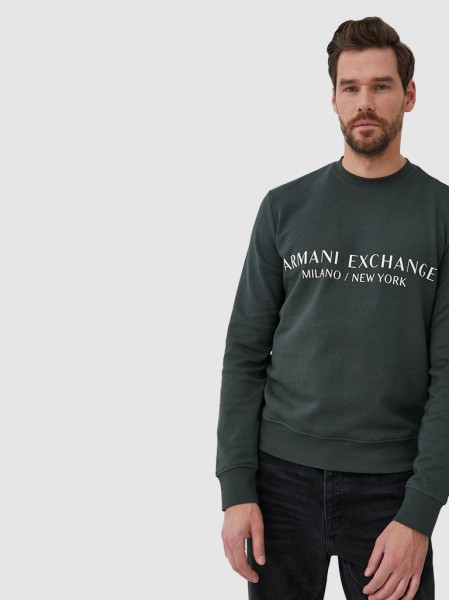 Sweatshirt Hombre Verde Oscuro Armani Exchange