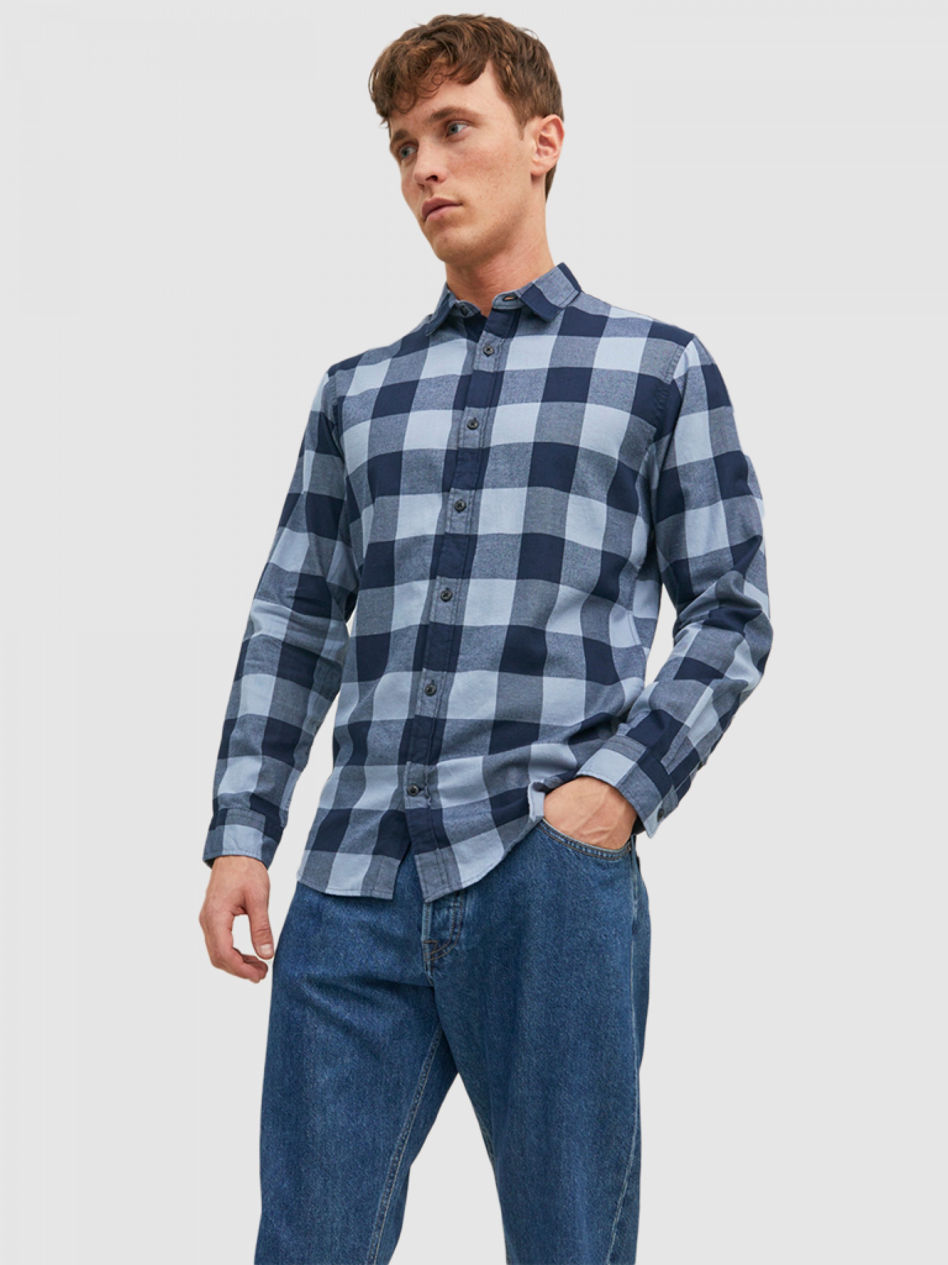 Camisa Homem Jjegingham Twill Shirt L/s Noos Jack & Jones