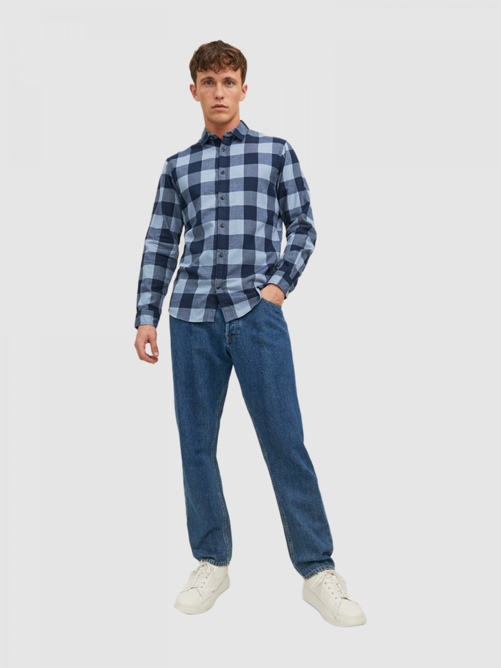 Camisa Homem Jjegingham Twill Shirt L/s Noos Jack & Jones