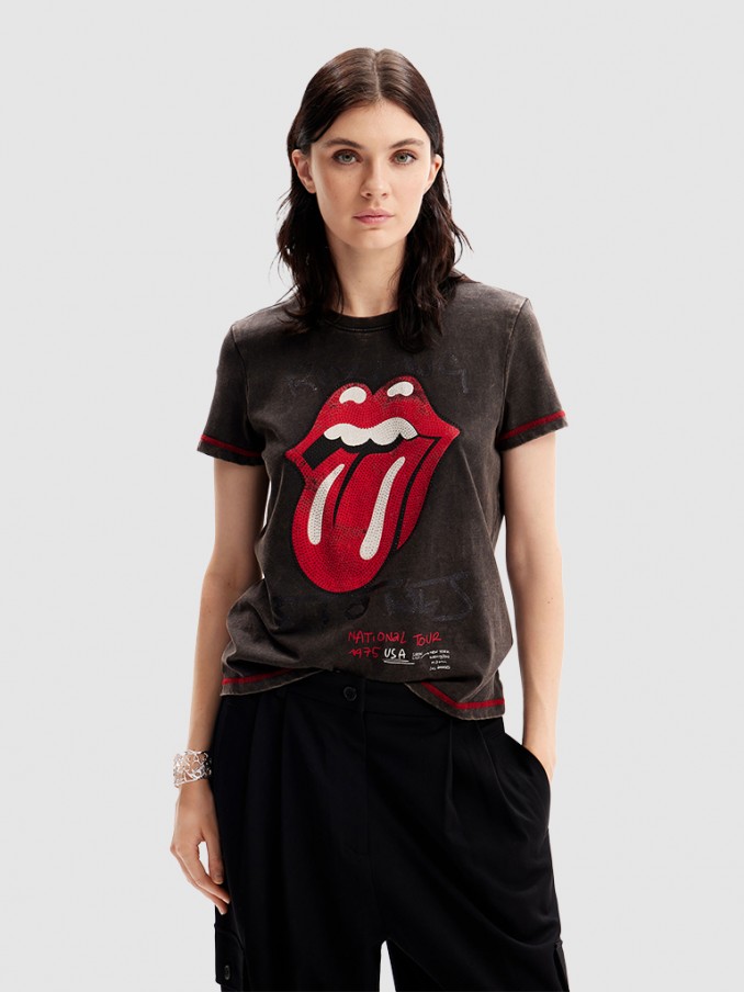 Camiseta Mujer Gris Oscuro Desigual