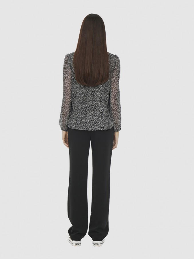 Shirt Woman Black W / White Only