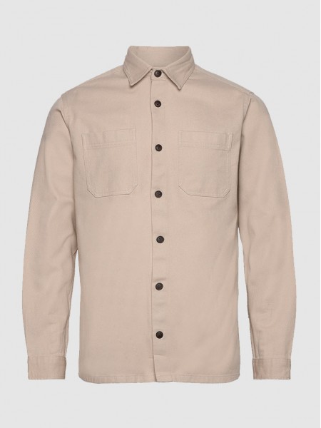 Camisa Hombre Beige Jack & Jones