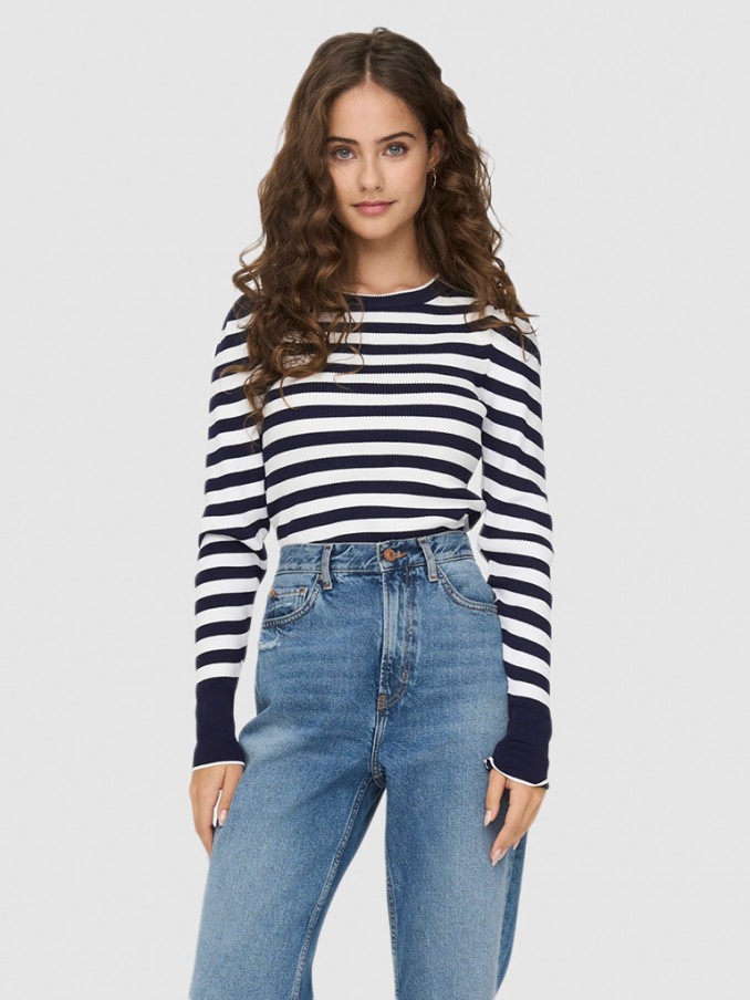 Knitwear Woman Blue Stripe Only