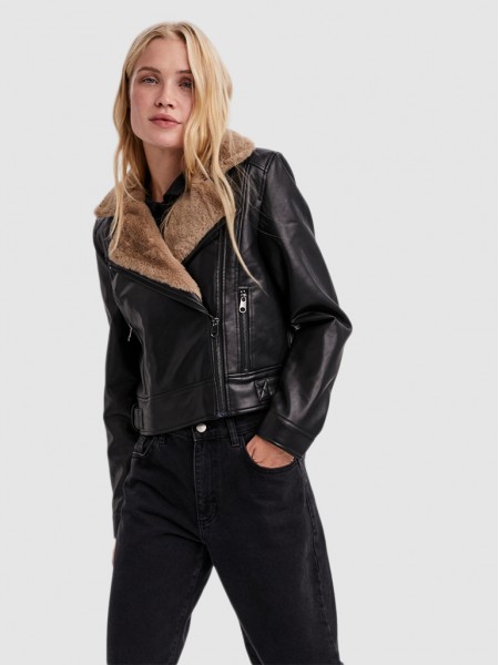 Chaqueta Mujer Negro Con Blanco Vero Moda