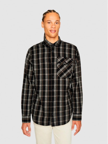 Camisa Hombre Ajedrez Negro Jack & Jones