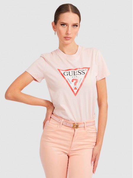 Camiseta Mujer Rosa Claro Guess