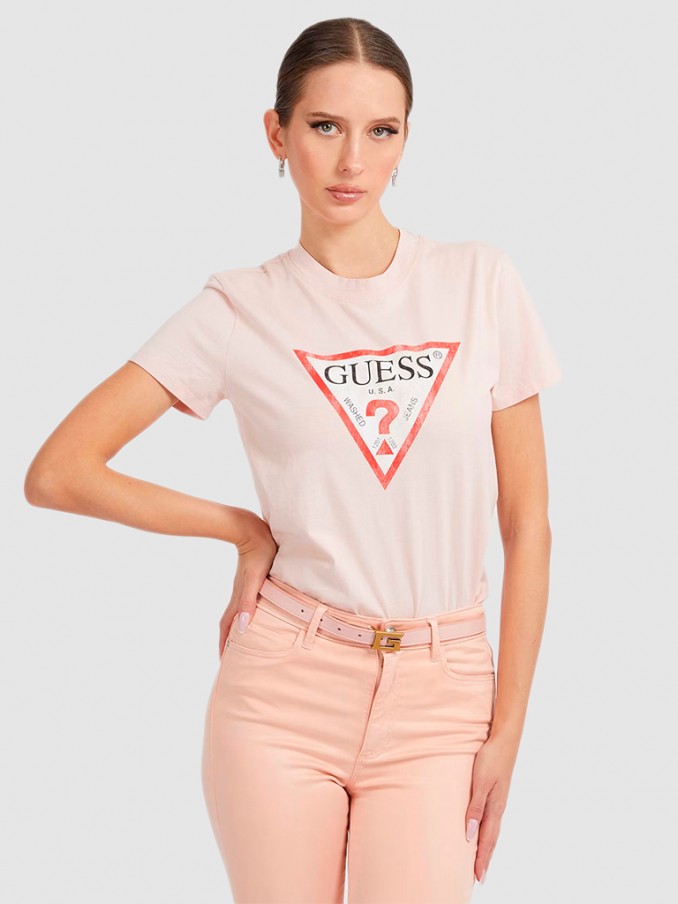 Camiseta Mujer Rosa Claro Guess