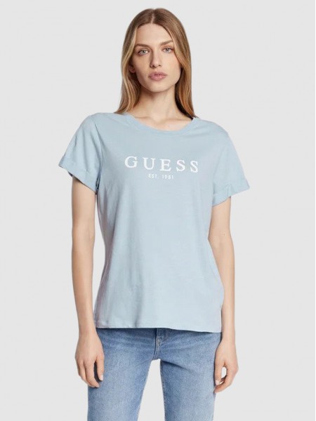 T-Shirt Woman Light Blue Guess