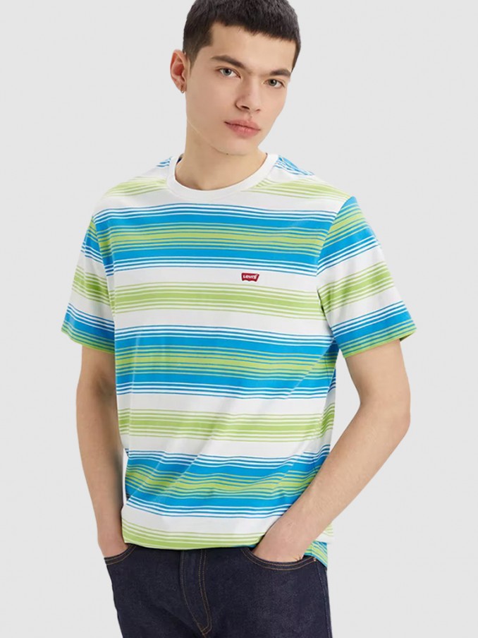 T-Shirt Man Blue Stripe Levis
