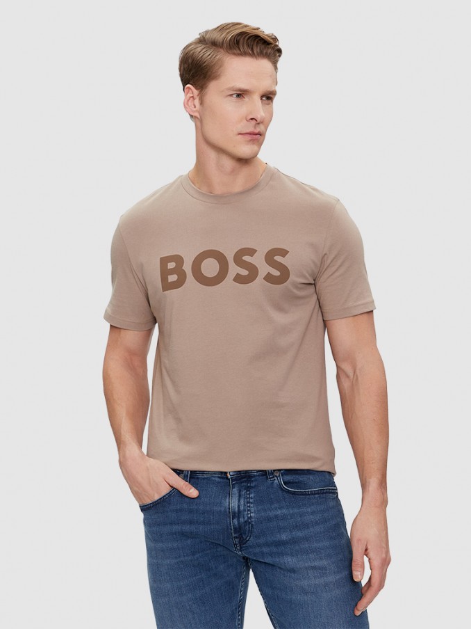 Camiseta Hombre Castao Claro Boss