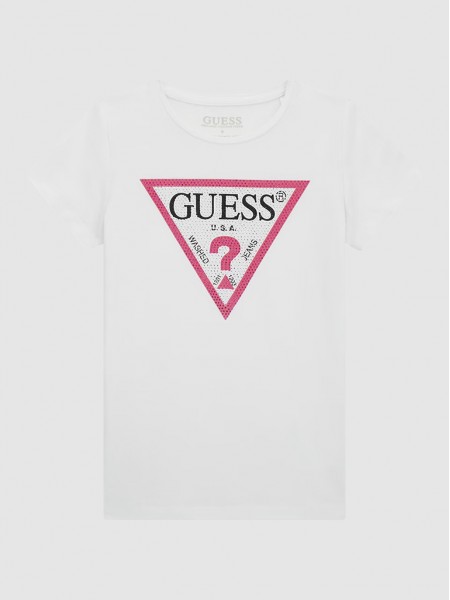T-Shirt Girl White W / Red Guess