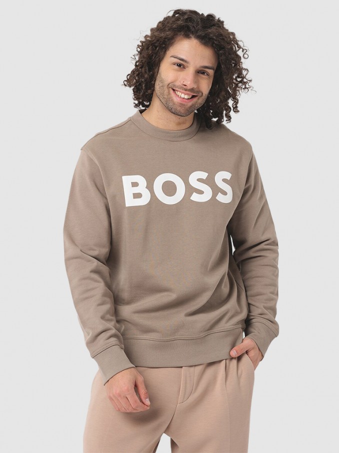 Sweatshirt Man Light Brown Boss - Orange