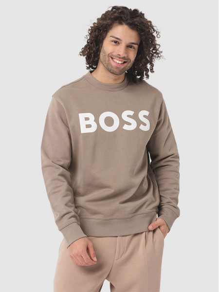 Sweatshirt Man Light Brown Boss - Orange