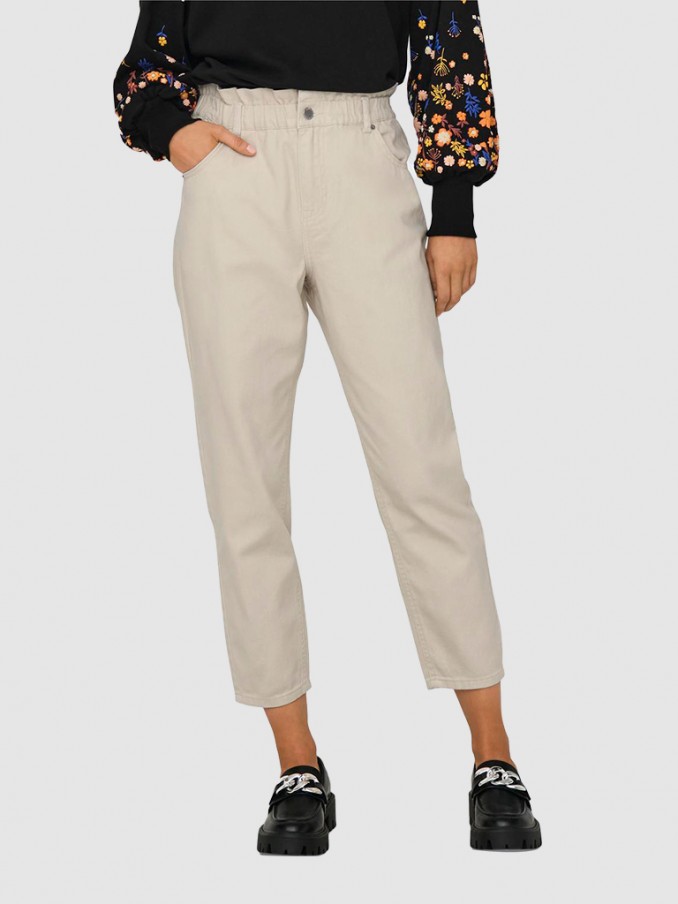 Pantalones Mujer Crema Only