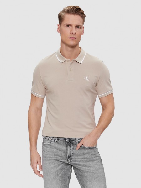 Polo Shirt Man Beige Calvin Klein