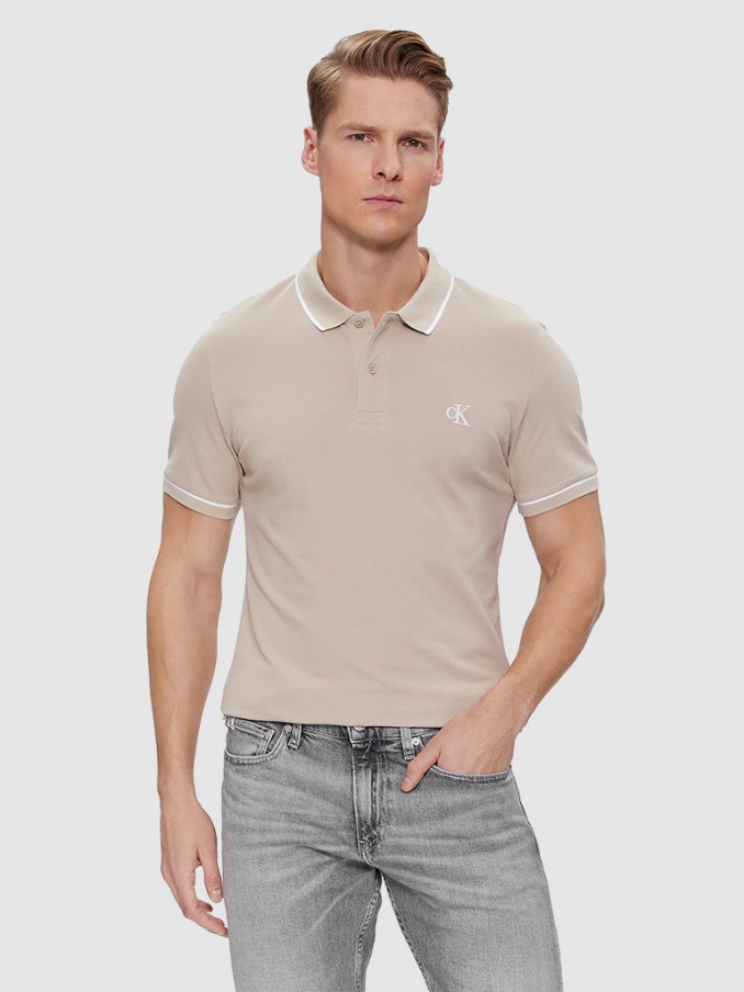 Polo Shirt Man Beige Calvin Klein