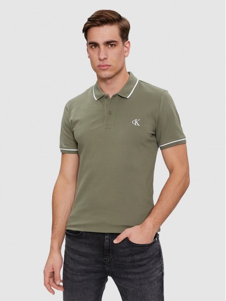 Polo Shirt Man Green Calvin Klein