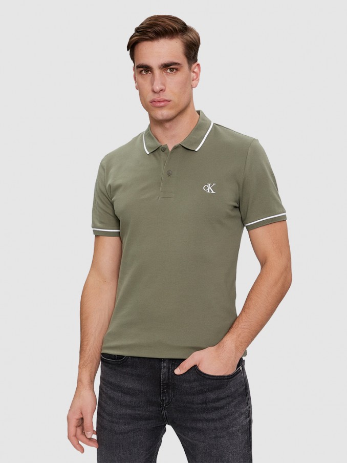 Polo Shirt Man Green Calvin Klein