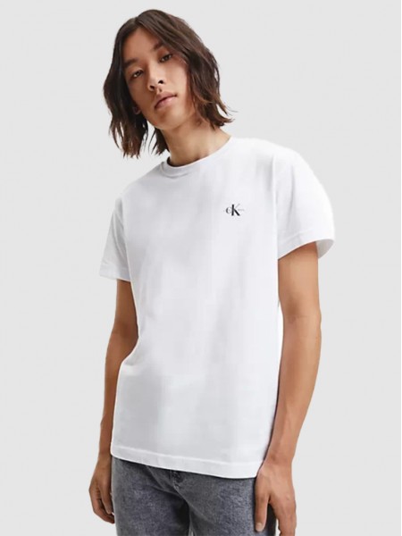 T-Shirt Man White W / Black Calvin Klein