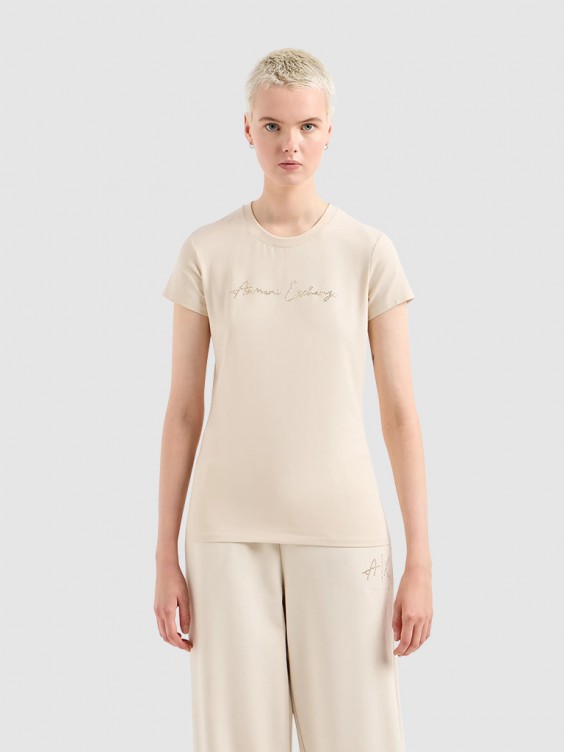 Camiseta Mujer Armani Exchange Beige Mellmak