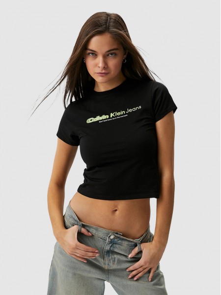 T-Shirt Mulher Slogan Calvin Klein