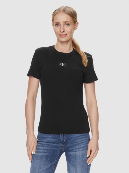 T-Shirt Mulher Woven Label Calvin Klein