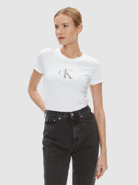 T-Shirt Mulher Sequin Calvin Klein