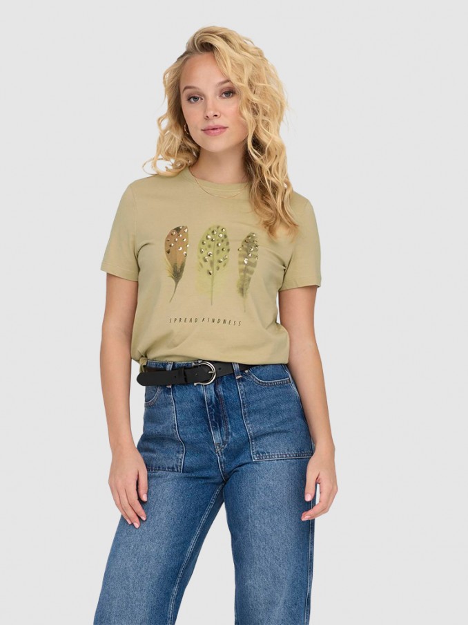Camiseta Mujer Beige Only