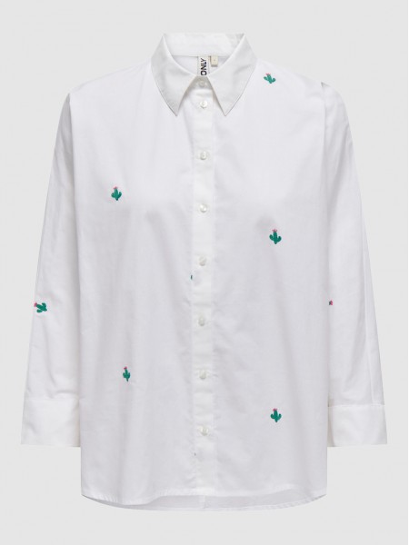 Camisa Mujer Blanco Con Verde Only