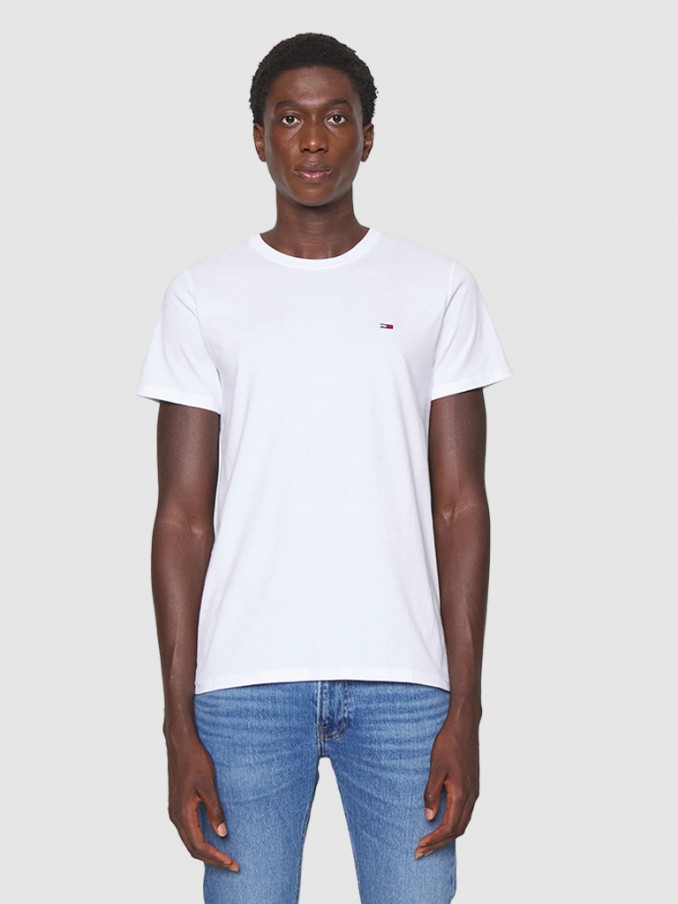 Camiseta Hombre Blanco Con Beige Tommy Jeans