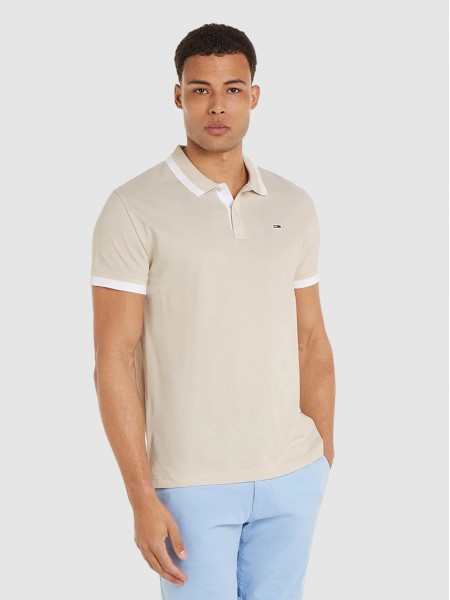 Polo Shirt Man Beige Tommy Jeans