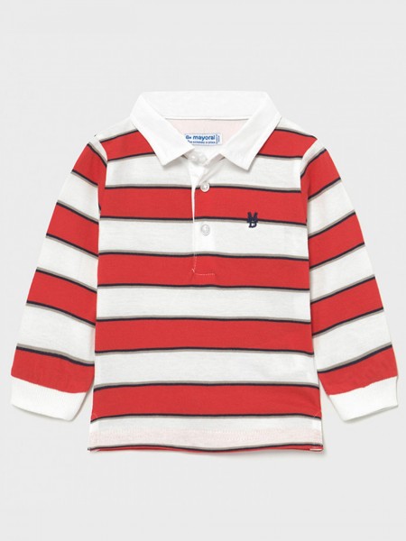 Polo Shirt Baby Boy Red Stripe Mayoral