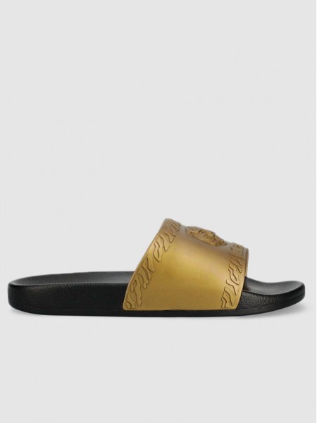 Flip Flops Woman Black With Gold Just Cavalli